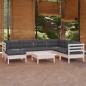 vidaXL Muebles de jardín 8 pzas y cojines blanco madera maciza de pino vidaXL Muebles de jardín 8 pzas y cojines blanco madera maciza de pino