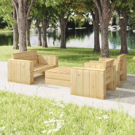 vidaXL Set de muebles de jardín 4 pzas madera maciza pino impregnada