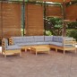 vidaXL Juego de muebles de jardín 8 pzas y cojines madera maciza pino vidaXL Juego de muebles de jardín 8 pzas y cojines madera maciza pino