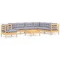 vidaXL Juego de muebles de jardín 8 pzas y cojines madera maciza pino vidaXL Juego de muebles de jardín 8 pzas y cojines madera maciza pino
