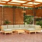 vidaXL Muebles de jardín 10 pzas y cojines madera maciza de pino crema vidaXL Muebles de jardín 10 pzas y cojines madera maciza de pino crema
