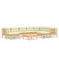 vidaXL Muebles de jardín 10 pzas y cojines madera maciza de pino crema vidaXL Muebles de jardín 10 pzas y cojines madera maciza de pino crema
