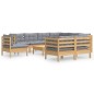 vidaXL Juego de muebles de jardín 10 pzas y cojines madera maciza pino vidaXL Juego de muebles de jardín 10 pzas y cojines madera maciza pino