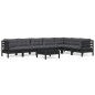 vidaXL Muebles de jardín 8 pzas con cojines negro madera maciza pino vidaXL Muebles de jardín 8 pzas con cojines negro madera maciza pino