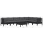 vidaXL Muebles de jardín 8 pzas con cojines negro madera maciza pino vidaXL Muebles de jardín 8 pzas con cojines negro madera maciza pino
