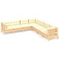 vidaXL Muebles de jardín 7 pzas y cojines madera maciza de pino crema vidaXL Muebles de jardín 7 pzas y cojines madera maciza de pino crema