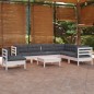 vidaXL Muebles de jardín 8 pzas con cojines blanco madera maciza pino vidaXL Muebles de jardín 8 pzas con cojines blanco madera maciza pino