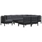 vidaXL Muebles de jardín 10 pzas con cojines negro madera maciza pino vidaXL Muebles de jardín 10 pzas con cojines negro madera maciza pino