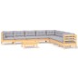 vidaXL Juego de muebles de jardín 9 pzas y cojines madera maciza pino vidaXL Juego de muebles de jardín 9 pzas y cojines madera maciza pino