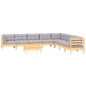vidaXL Juego de muebles de jardín 9 pzas y cojines madera maciza pino vidaXL Juego de muebles de jardín 9 pzas y cojines madera maciza pino