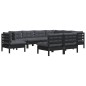 vidaXL Muebles de jardín 9 pzas y cojines negro madera maciza de pino vidaXL Muebles de jardín 9 pzas y cojines negro madera maciza de pino
