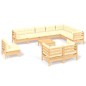vidaXL Muebles de jardín 11 pzas y cojines madera maciza de pino crema vidaXL Muebles de jardín 11 pzas y cojines madera maciza de pino crema