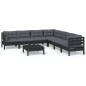 vidaXL Muebles de jardín 8 pzas con cojines negro madera maciza pino vidaXL Muebles de jardín 8 pzas con cojines negro madera maciza pino
