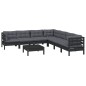 vidaXL Muebles de jardín 8 pzas con cojines negro madera maciza pino vidaXL Muebles de jardín 8 pzas con cojines negro madera maciza pino