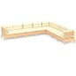 vidaXL Muebles de jardín 8 pzas y cojines madera maciza de pino crema vidaXL Muebles de jardín 8 pzas y cojines madera maciza de pino crema