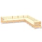 vidaXL Muebles de jardín 9 pzas y cojines madera maciza de pino crema vidaXL Muebles de jardín 9 pzas y cojines madera maciza de pino crema