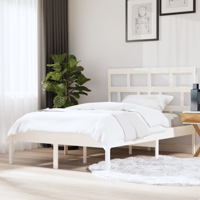 vidaXL Estructura de cama madera maciza blanca king size 150x200 cm vidaXL Estructura de cama madera maciza blanca king size 150x200 cm