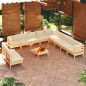 vidaXL Muebles de jardín 12 piezas cojines madera maciza de pino