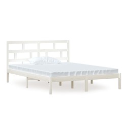 vidaXL Estructura de cama madera maciza blanca king size 150x200 cm