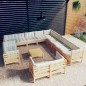 vidaXL Muebles de jardín 14 piezas y cojines madera maciza de pino vidaXL Muebles de jardín 14 piezas y cojines madera maciza de pino