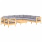 vidaXL Juego de muebles de jardín 10 pzas y cojines madera maciza pino vidaXL Juego de muebles de jardín 10 pzas y cojines madera maciza pino