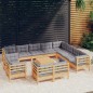 vidaXL Juego de muebles de jardín 13 pzas y cojines madera maciza pino vidaXL Juego de muebles de jardín 13 pzas y cojines madera maciza pino