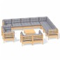 vidaXL Juego de muebles de jardín 13 pzas y cojines madera maciza pino vidaXL Juego de muebles de jardín 13 pzas y cojines madera maciza pino