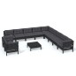 vidaXL Muebles de jardín 12 pzas y cojines negro madera maciza de pino vidaXL Muebles de jardín 12 pzas y cojines negro madera maciza de pino