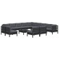 vidaXL Muebles de jardín 14 pzas con cojines negro madera maciza pino vidaXL Muebles de jardín 14 pzas con cojines negro madera maciza pino