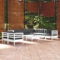 vidaXL Muebles de jardín 10 pzas con cojines blanco madera maciza pino vidaXL Muebles de jardín 10 pzas con cojines blanco madera maciza pino