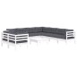 vidaXL Muebles de jardín 10 pzas con cojines blanco madera maciza pino vidaXL Muebles de jardín 10 pzas con cojines blanco madera maciza pino