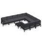 vidaXL Muebles de jardín 11 pzas y cojines negro madera de pino vidaXL Muebles de jardín 11 pzas y cojines negro madera de pino