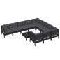 vidaXL Muebles de jardín 11 pzas y cojines negro madera de pino vidaXL Muebles de jardín 11 pzas y cojines negro madera de pino