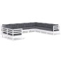 vidaXL Muebles de jardín 10 pzas y cojines blanco madera maciza pino vidaXL Muebles de jardín 10 pzas y cojines blanco madera maciza pino