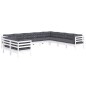 vidaXL Muebles de jardín 10 pzas y cojines blanco madera maciza pino vidaXL Muebles de jardín 10 pzas y cojines blanco madera maciza pino