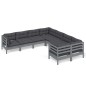 vidaXL Muebles de jardín 8 pzas y cojines gris madera maciza de pino vidaXL Muebles de jardín 8 pzas y cojines gris madera maciza de pino