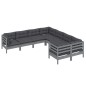 vidaXL Muebles de jardín 8 pzas y cojines gris madera maciza de pino vidaXL Muebles de jardín 8 pzas y cojines gris madera maciza de pino