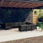 vidaXL Muebles de jardín 11 pzas y cojines negro madera de pino vidaXL Muebles de jardín 11 pzas y cojines negro madera de pino