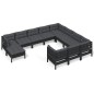 vidaXL Muebles de jardín 11 pzas y cojines negro madera de pino vidaXL Muebles de jardín 11 pzas y cojines negro madera de pino
