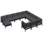 vidaXL Muebles de jardín 11 pzas y cojines negro madera de pino vidaXL Muebles de jardín 11 pzas y cojines negro madera de pino