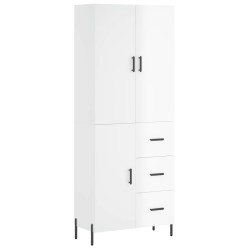 vidaXL Aparador alto madera contrachapada blanco brillo 69,5x34x180 cm