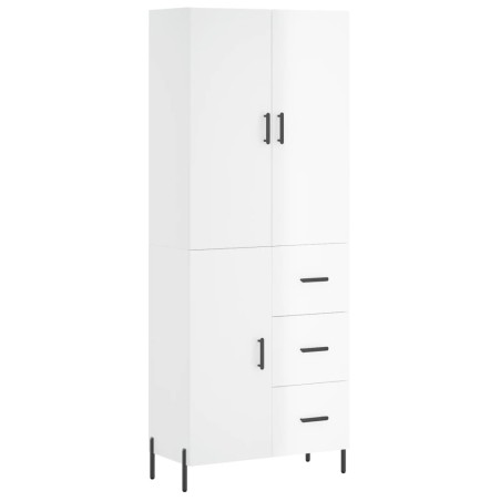 vidaXL Aparador alto madera contrachapada blanco brillo 69,5x34x180 cm