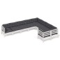 vidaXL Muebles de jardín 9 pzas y cojines blanco madera de pino vidaXL Muebles de jardín 9 pzas y cojines blanco madera de pino