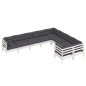 vidaXL Muebles de jardín 9 pzas y cojines blanco madera de pino vidaXL Muebles de jardín 9 pzas y cojines blanco madera de pino