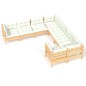 vidaXL Muebles de jardín 8 pzas y cojines madera maciza de pino crema vidaXL Muebles de jardín 8 pzas y cojines madera maciza de pino crema