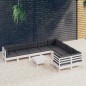 vidaXL Muebles de jardín 10 pzas con cojines blanco madera de pino vidaXL Muebles de jardín 10 pzas con cojines blanco madera de pino