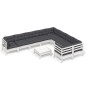 vidaXL Muebles de jardín 10 pzas con cojines blanco madera de pino vidaXL Muebles de jardín 10 pzas con cojines blanco madera de pino