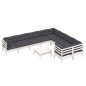 vidaXL Muebles de jardín 10 pzas con cojines blanco madera de pino vidaXL Muebles de jardín 10 pzas con cojines blanco madera de pino