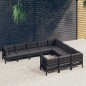 vidaXL Muebles de jardín 10 pzas con cojines negro madera de pino vidaXL Muebles de jardín 10 pzas con cojines negro madera de pino