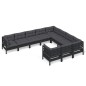 vidaXL Muebles de jardín 10 pzas con cojines negro madera de pino vidaXL Muebles de jardín 10 pzas con cojines negro madera de pino